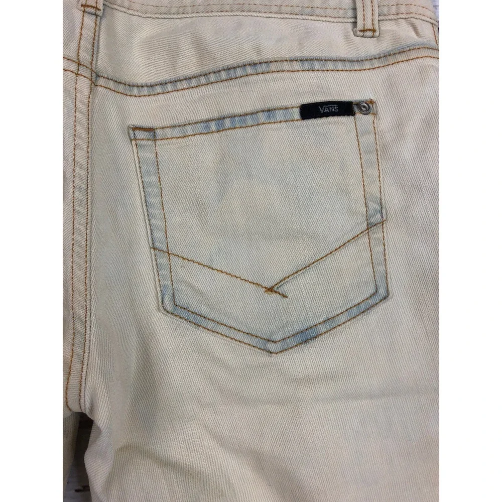 VANS Womens Size 11 Bleached Denim Cutoff Bermuda Shorts Off White Cream